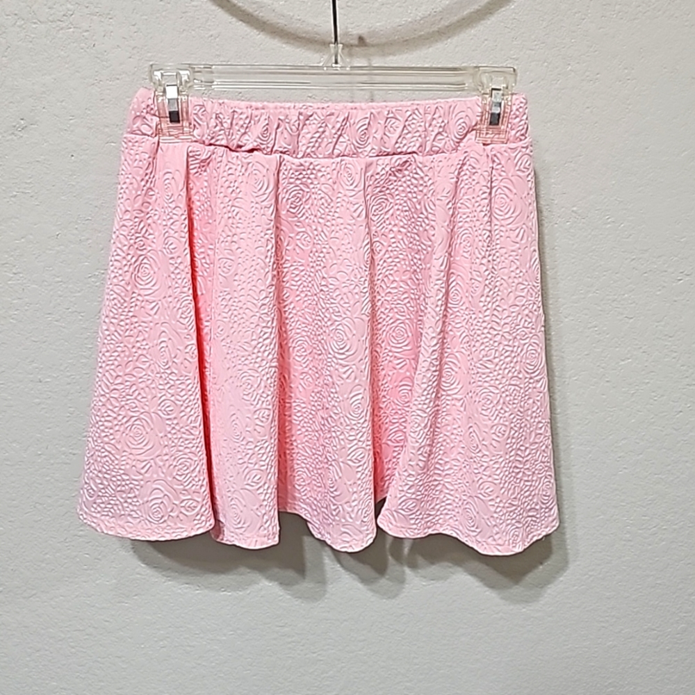 Xhilaration Girl's XL 14/16 Pink Embossed Elastic Waistband Lined Skirt Rose